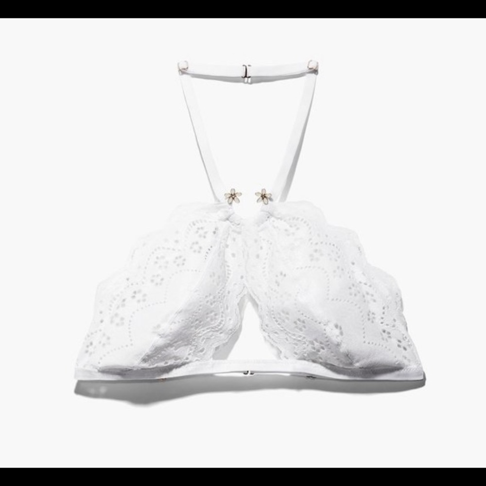 Savage x Fenty Broderie Lace Halter Bralette white size L